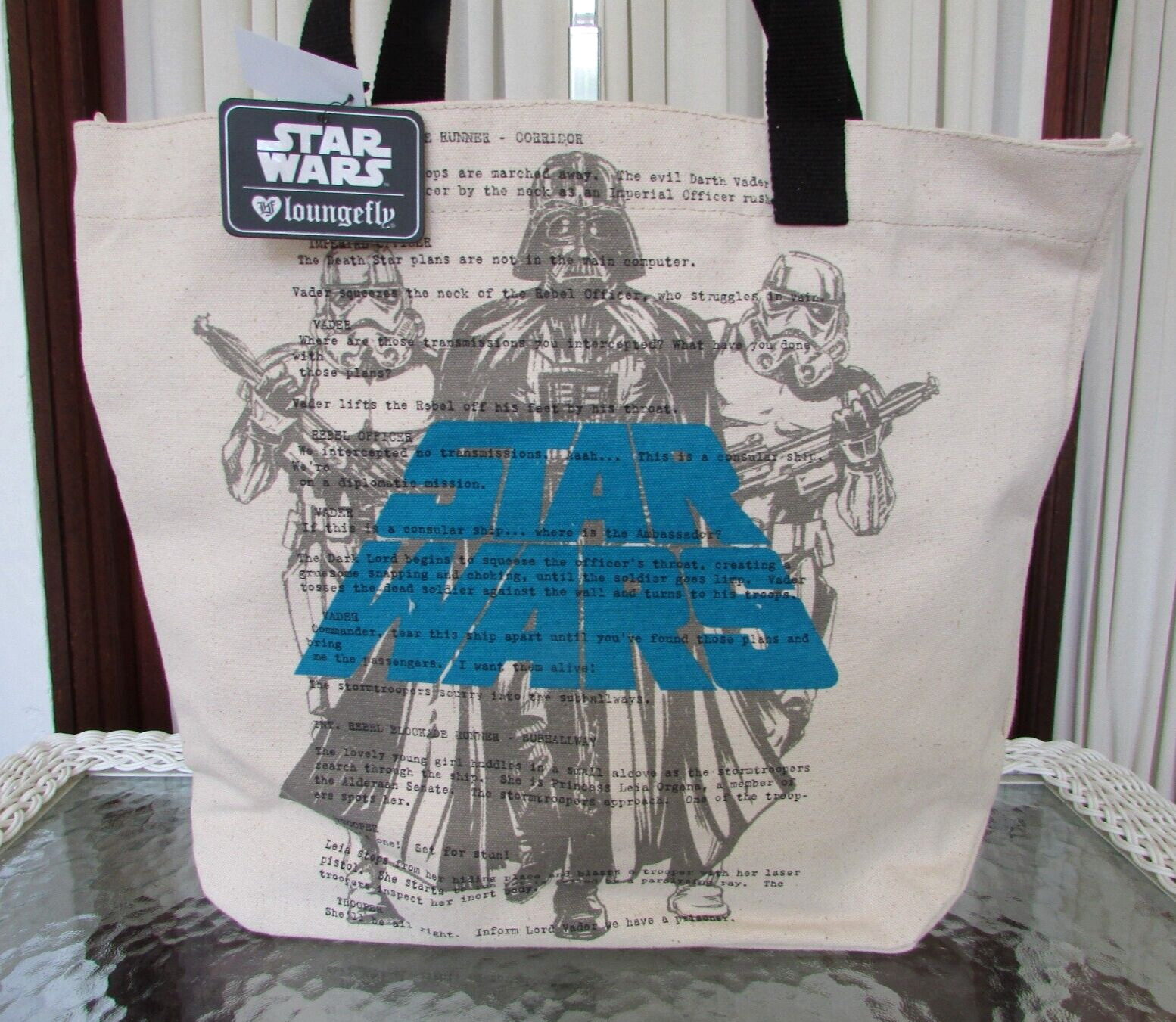 Star Wars Loungefly Darth Vader Stormtroopers Canvas Tote OG Heart Logo Bag NWT
