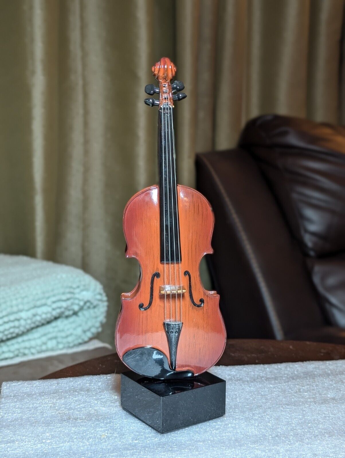 Vintage Resin  Violin On Base Figurine Statue 10\