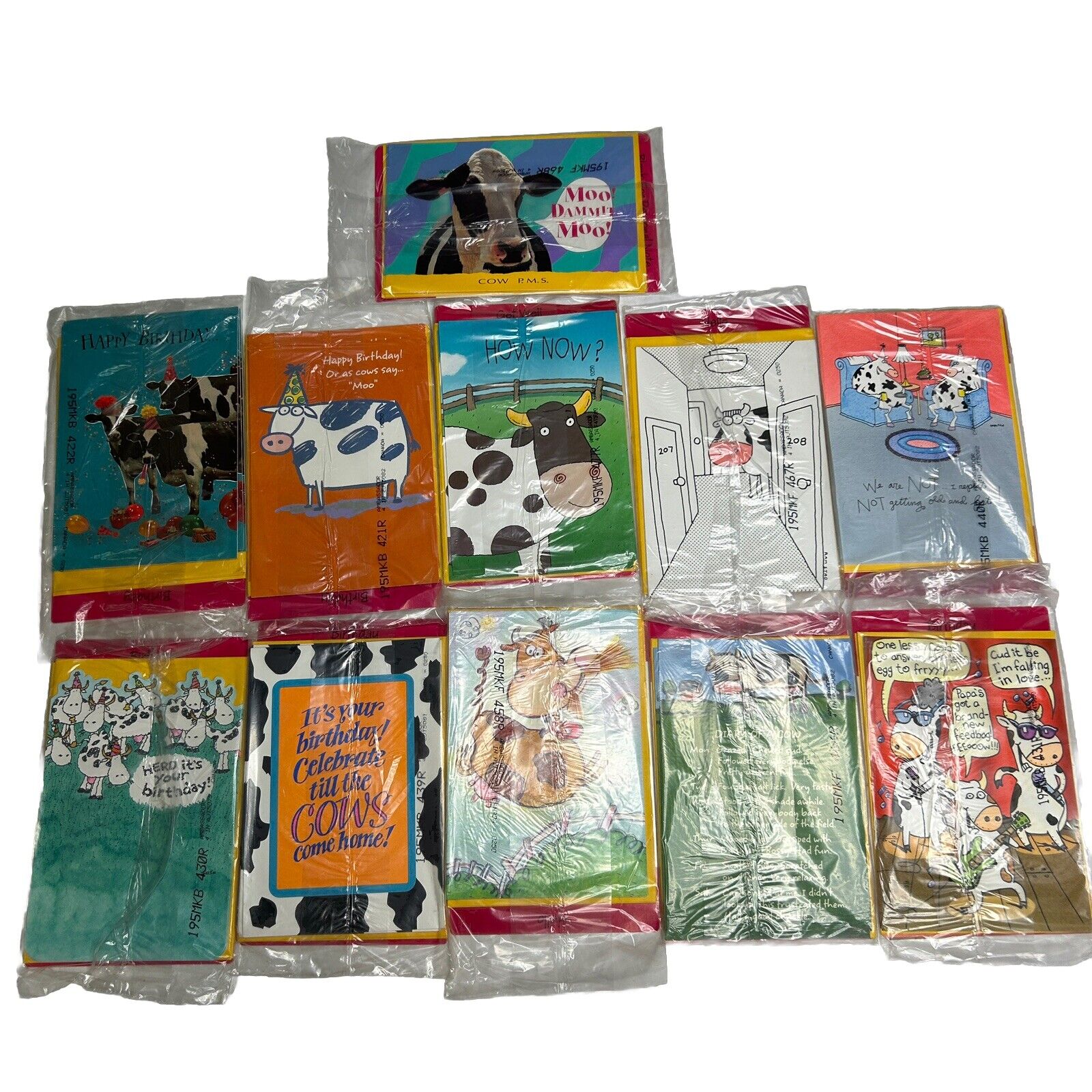 Hallmark Greeting Card Lot Cows New Old Stock Sealed Multiples Of Each Read Info