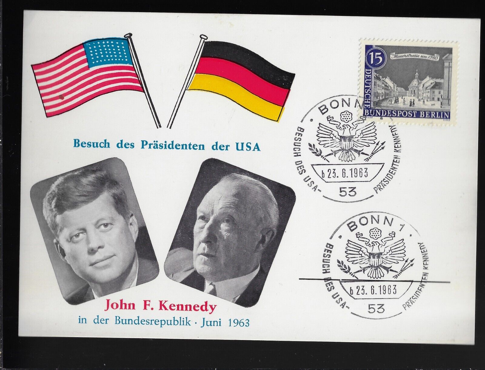 1963 John Kennedy European Visit Ich Bin Ein Berliner Trip German Postcard #15