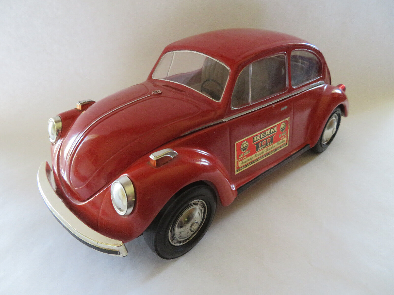 Vintage 1970\'s VW Volkswagen Beetle Bug Jim Beam Whiskey Decanter - Red