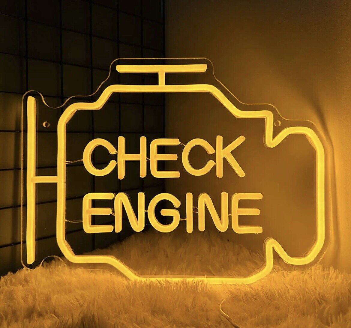 Check Engine Neon Signs,LED Garage Neon Sign for Wall Decor,Custom Light up Sign