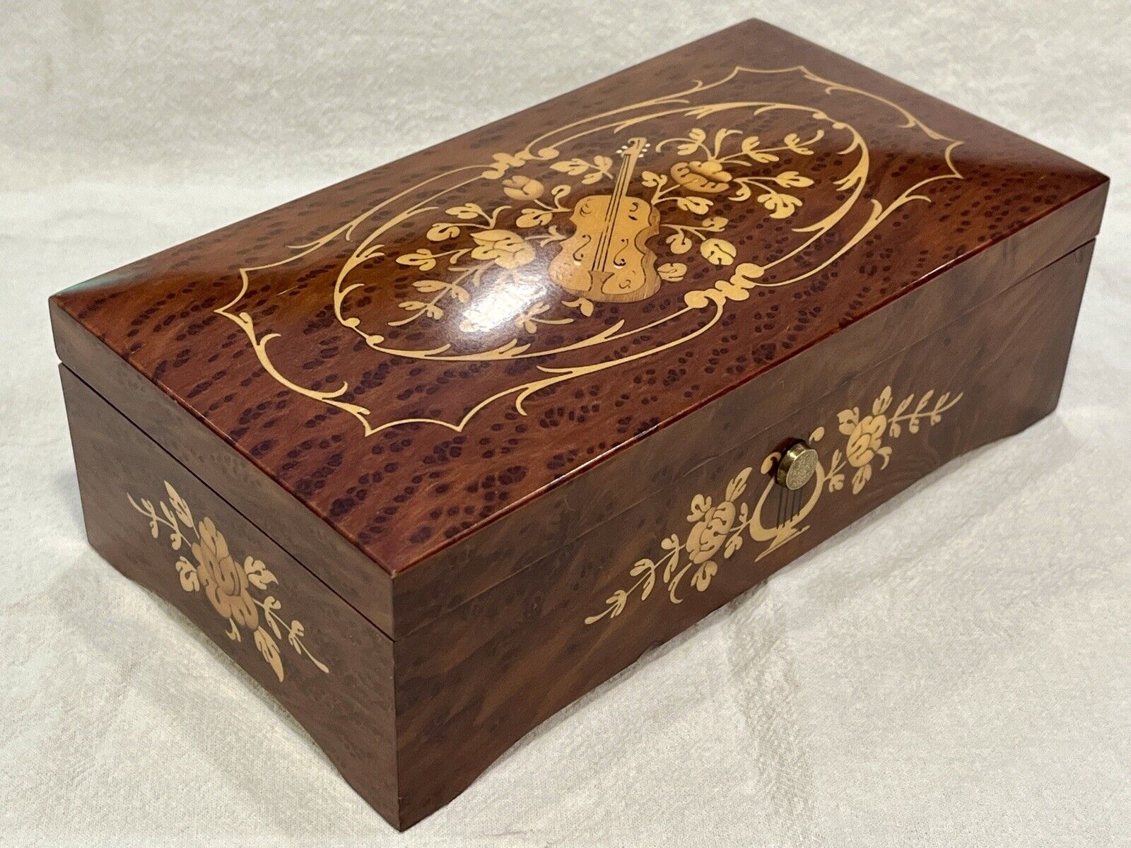 Vintage Swiss REUGE 3/72 Music Box ~Anniversary Song~ Burl Floral Marquetry, VID