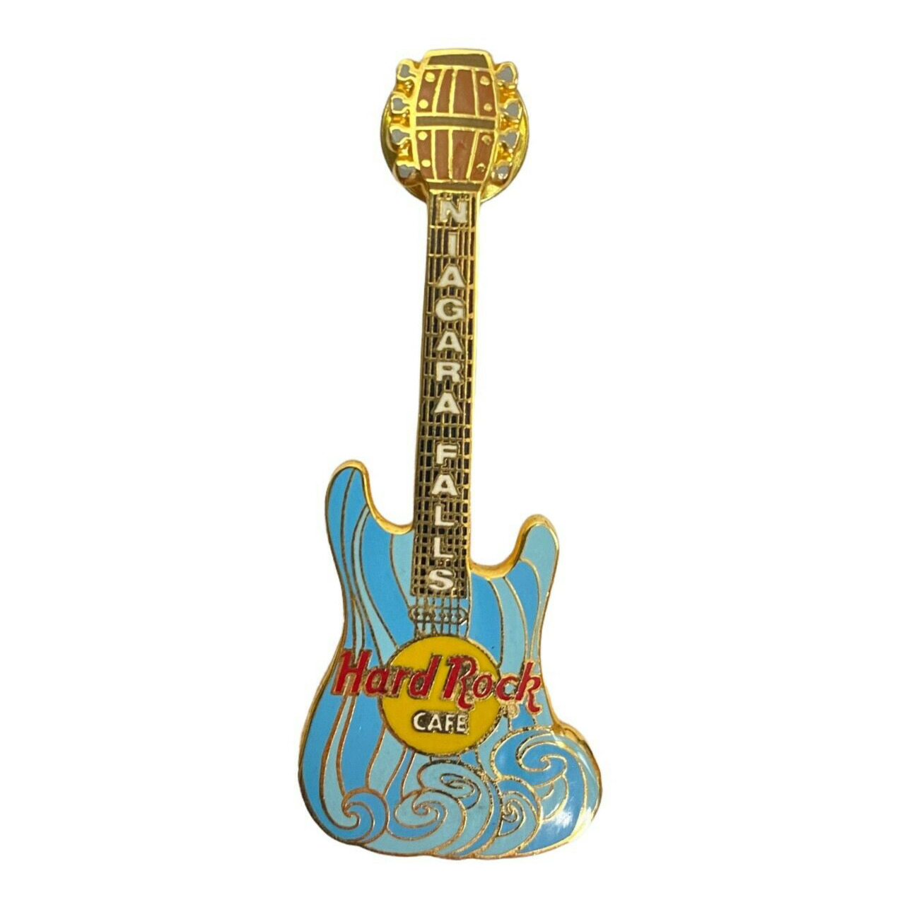 Hard Rock Cafe Niagara Falls Pin Blue Waves 8 String Guitar Pin Pals