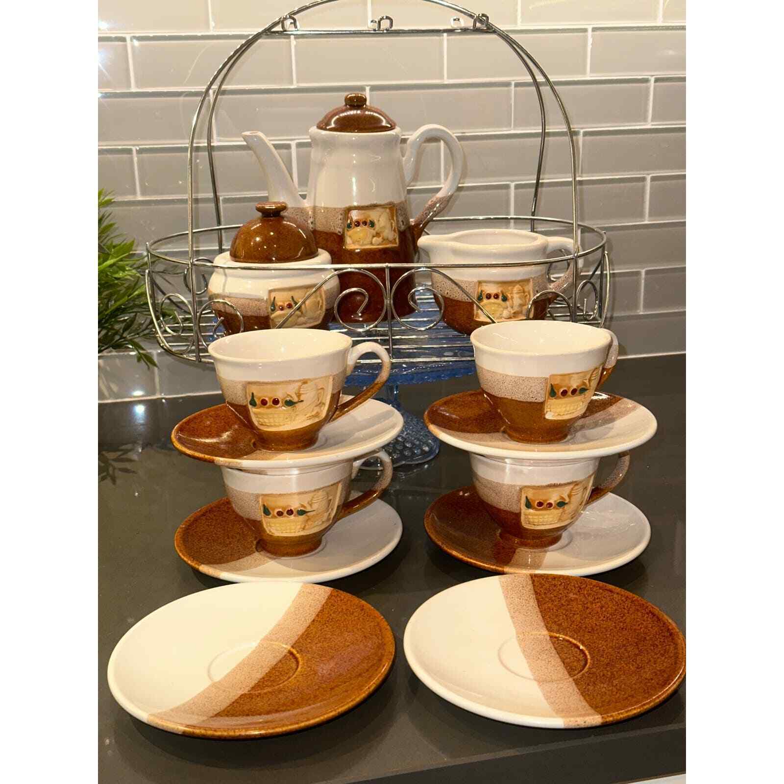 15pc Vintage Ceramic Coffee/Tea Set W/Caddy 