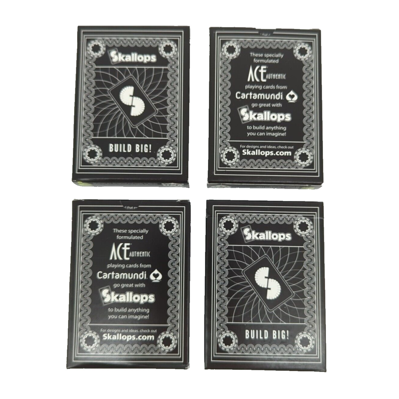 Ace Authentic Cartamundi Skallops Black Playing Cards Building 4 Brand New Decks