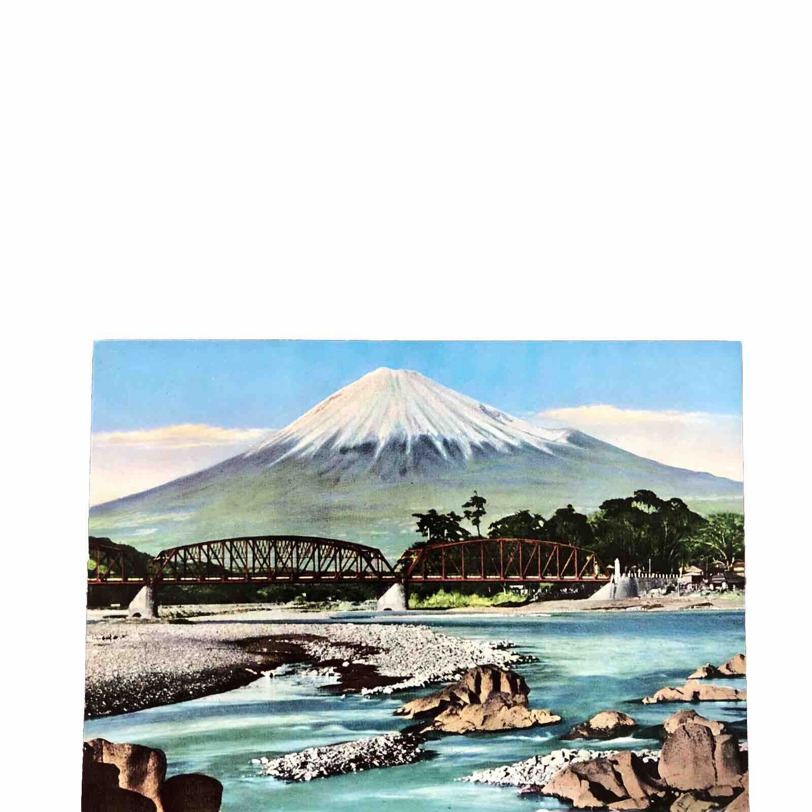 Postcard Japan c.1950s River Fujisawa And Mt. Fiji  Japan