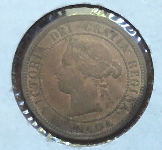 1876 H Canada 1 One Cent HIGH GRADE Large Penny  Bronze Coin-Victoria-KM#7