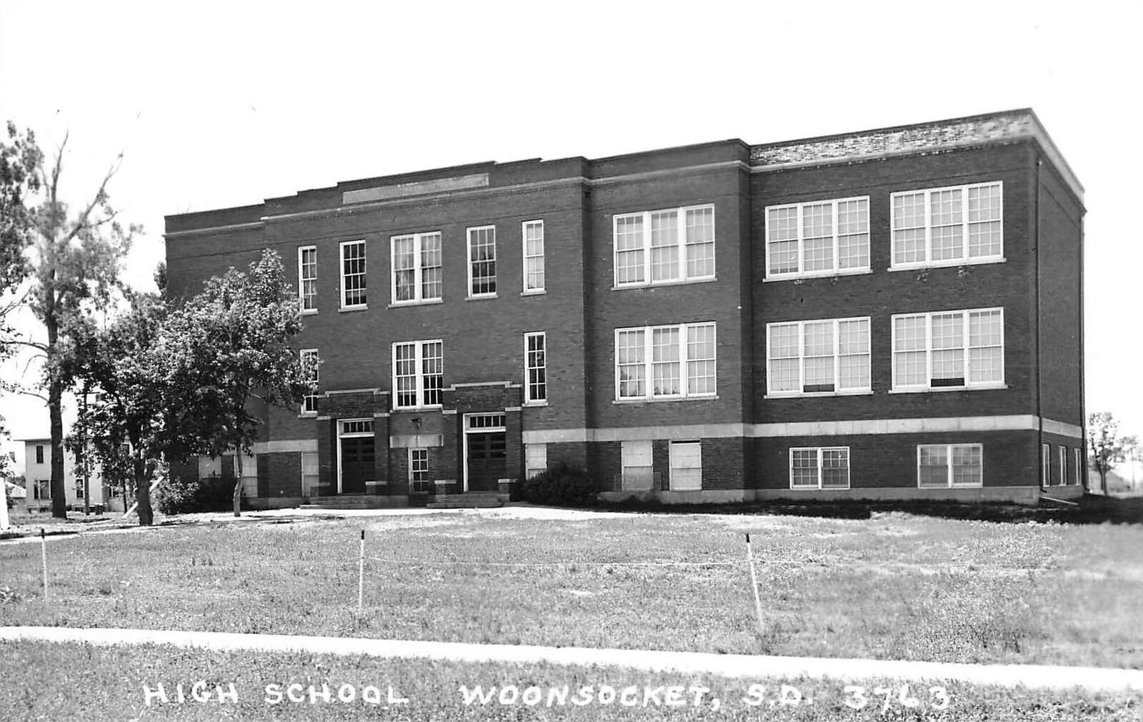 RPPC Exterior View High School Woonsocket South Dakota Real Photo Postcard