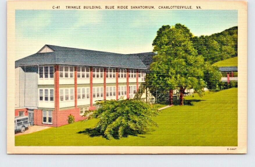 Postcard VA, Charlottesville Blue Ridge Sanitorium Trinkle Building