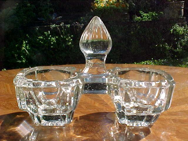 Antique French Victorian Crystal Double Open Salt & Pepper