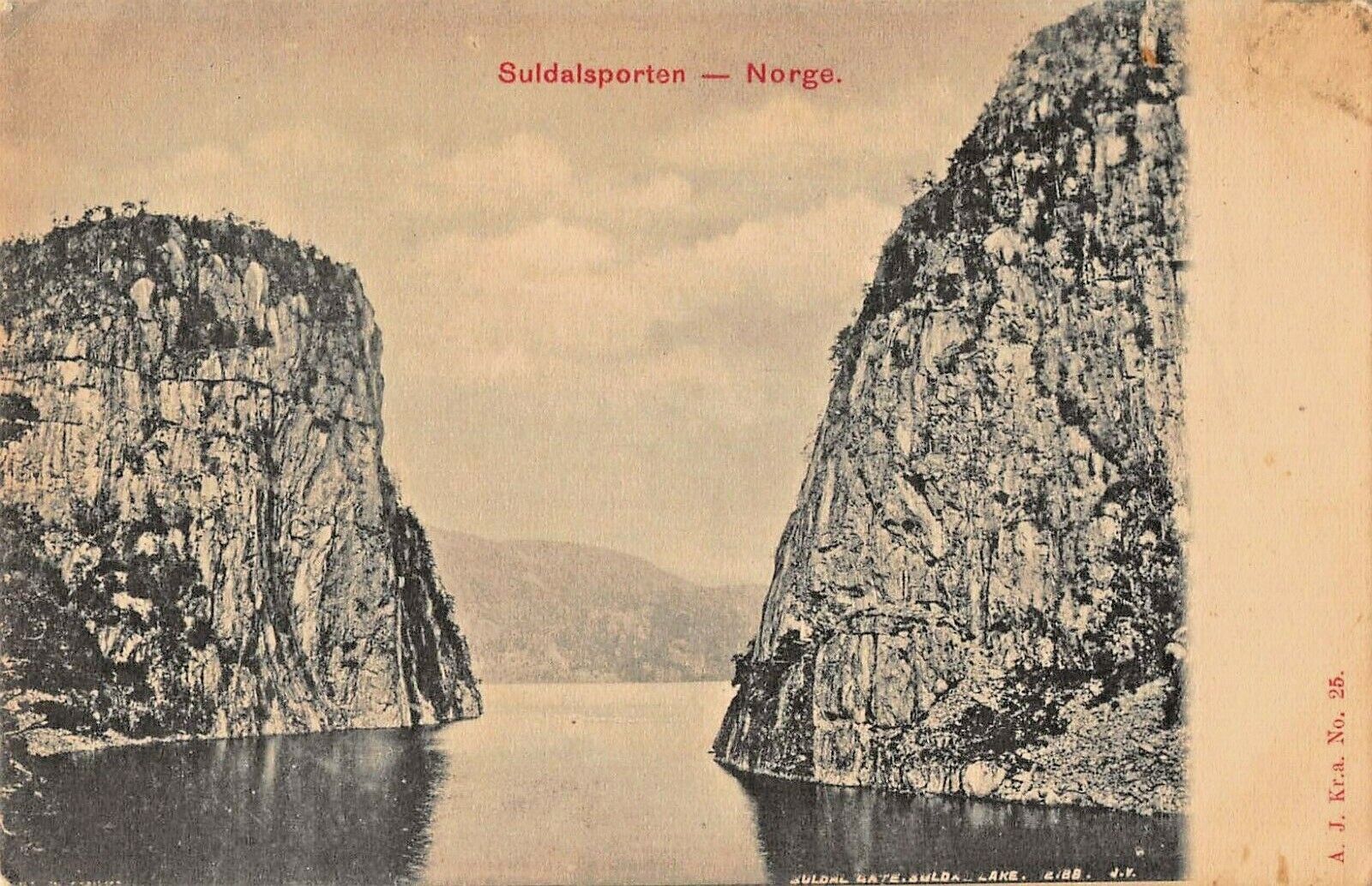 SULDALSPORTEN  ROGALAND NORWAY~SOLDAL LAKE~J V 1900s PHOTO POSTCARD