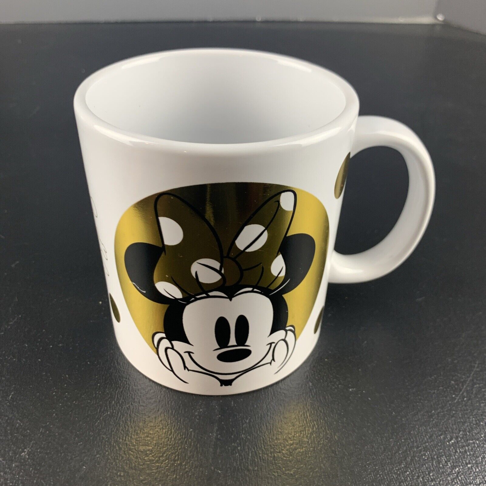 1873 Disney Galerie Minnie Mouse Coffee Mug White & Gold  20 oz
