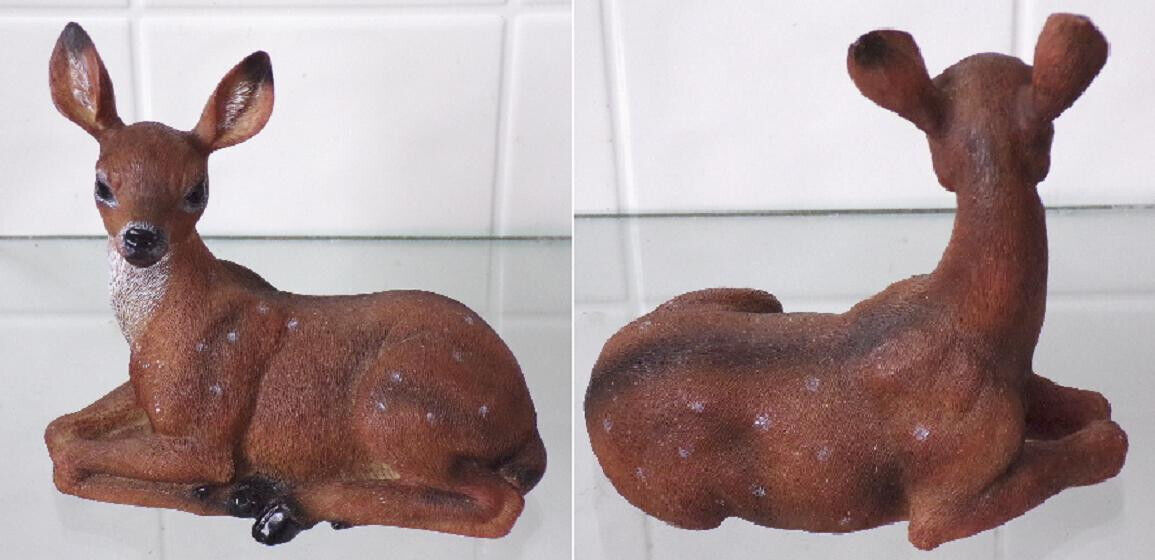 Realistic Resin Deer Doe Fawn Figurine w/ Spots Unmarked 5.25\