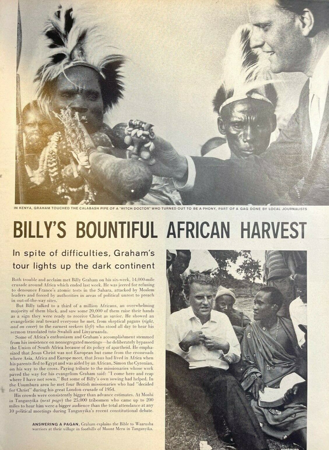1960 Reverend Billy Graham in Africa illustrated