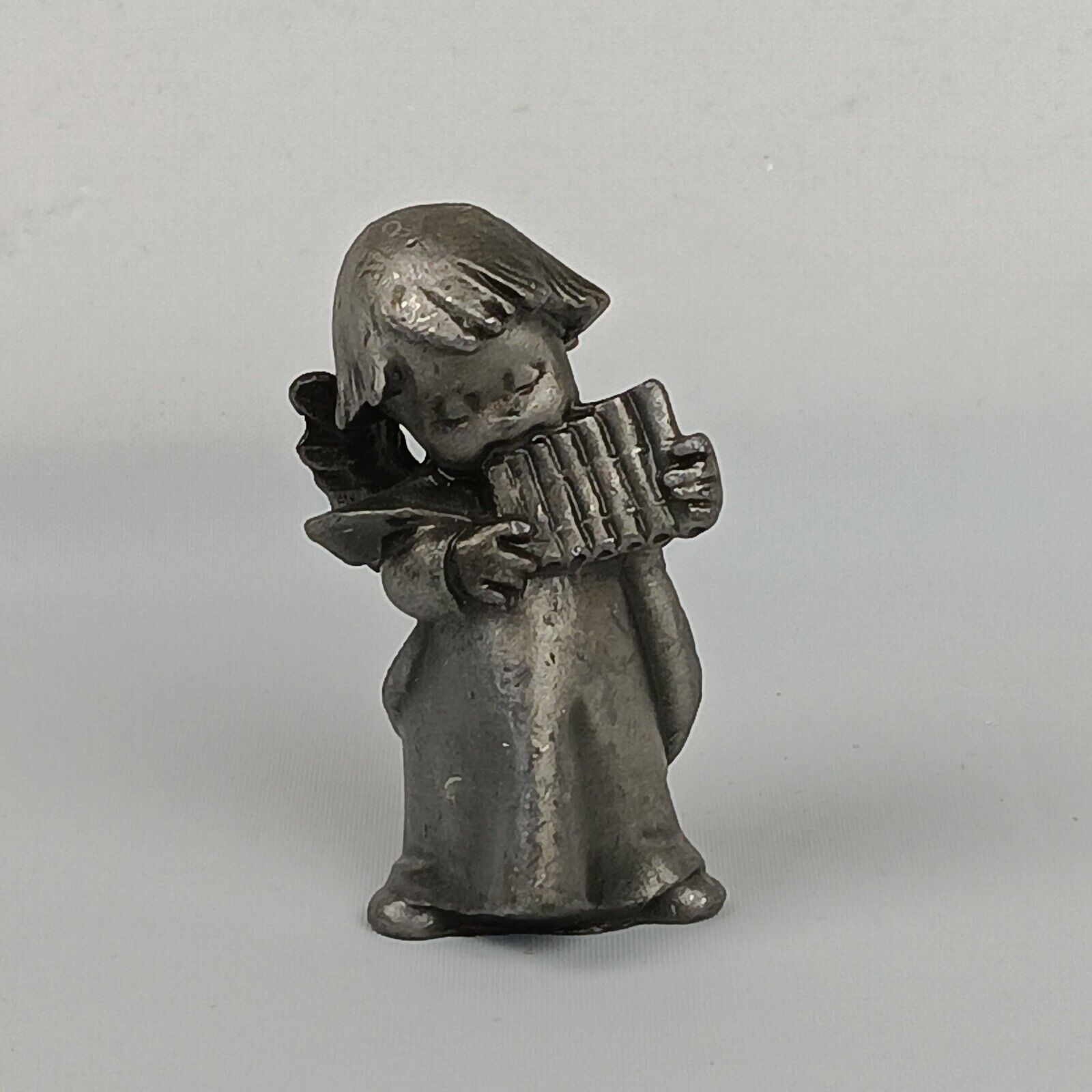 Miniature Pewter Angel Musical Figurine Romance Child Cherub Flute Collectable