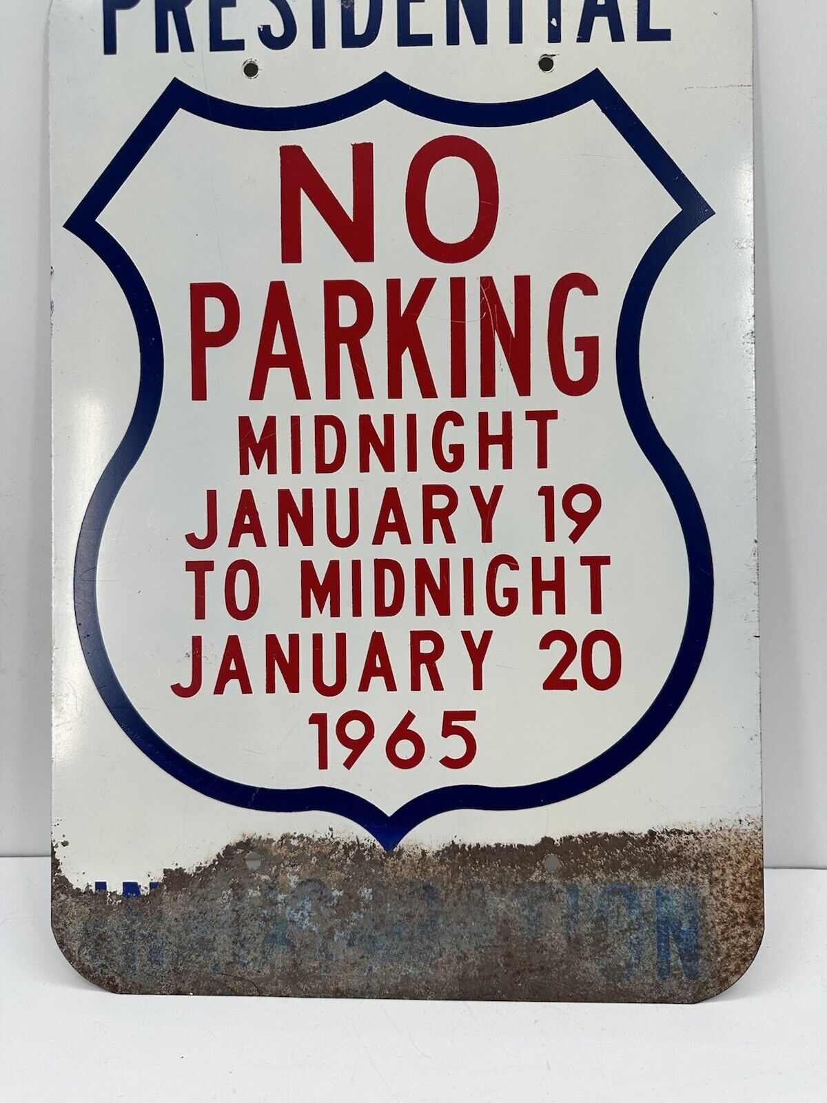 1965 Lyndon B Johnson Presidential Inauguration No Parking Sign Metal LBJ VTG