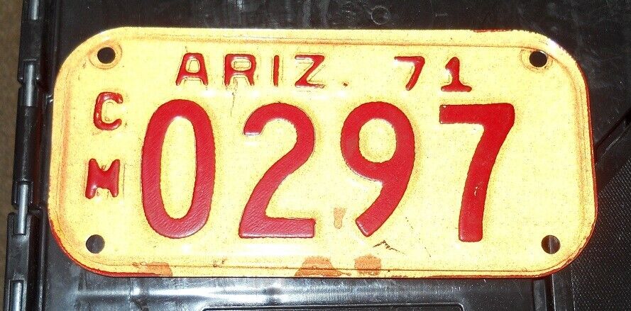 1971 Arizona Motorcycle License Plate 0297