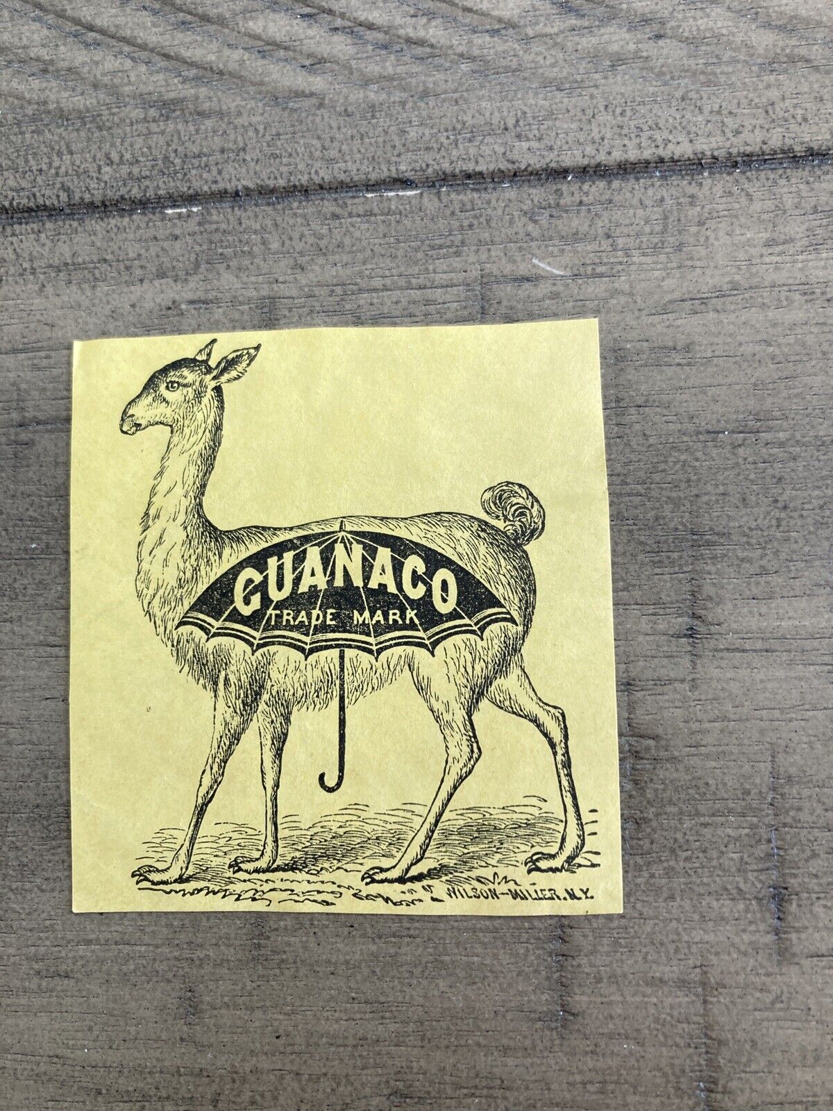 19th C Paper Engraving Guanaco Trade Mark Cotton Duck Fabric
