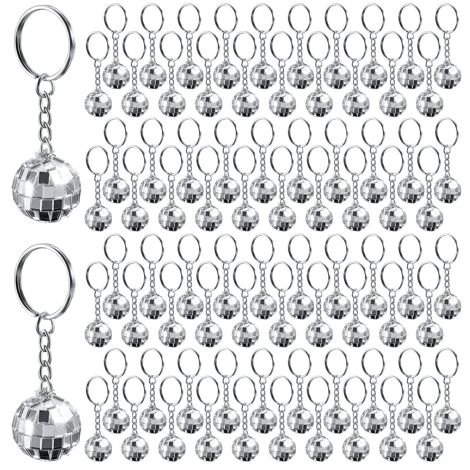48 Pcs 70s Disco Ball Keychain Party Favor for 70s 80s Disco Theme Party