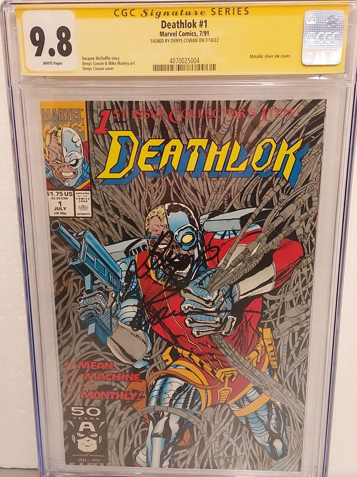 Deathlok #1 CGC SS 9.8 Signed Denys Cowan Metallic Silver Ink 🔑 Issue MCU 1991