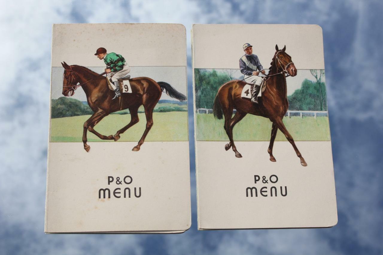 P&O LINE FINE ART DECO HORSE RACING MENUS RMS STRATHEDEN 1938
