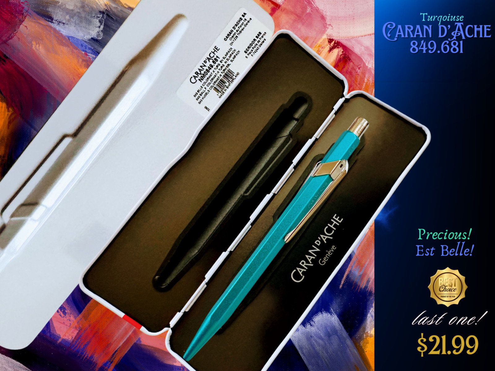 Caran d\'Ache 849 COLORMAT-X Ballpoint Pen in Turquoise - NM-0849681