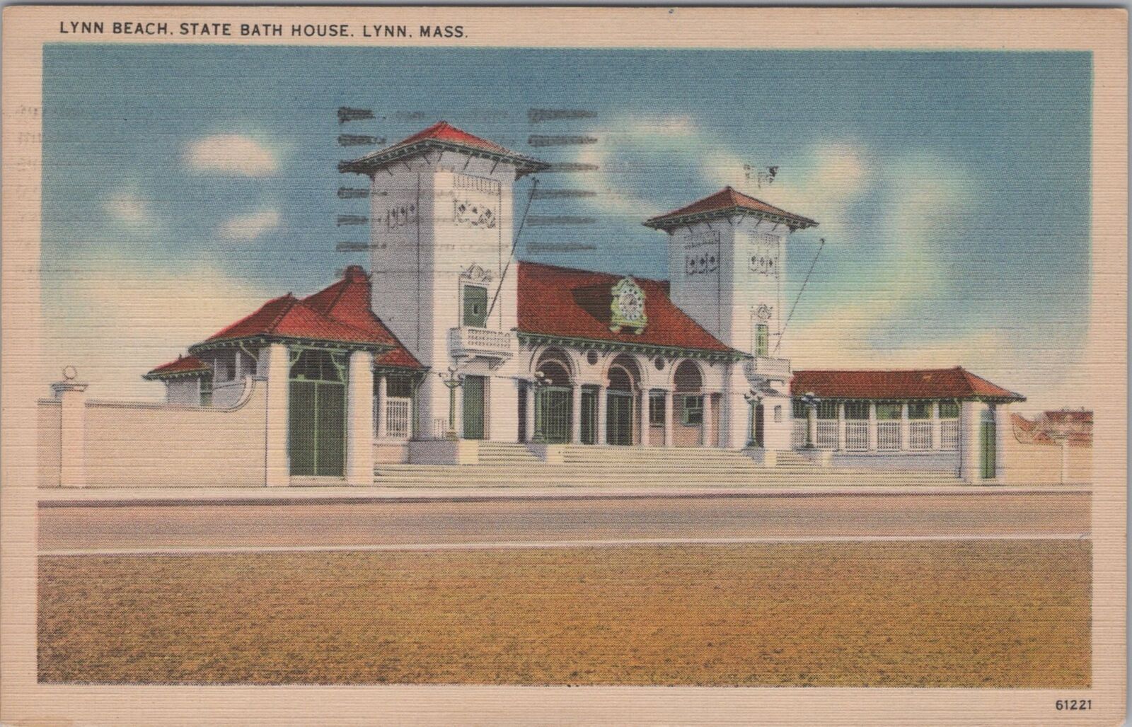 Lynn Beach State Bath House, Lynn Massachusetts 1945 Postcard