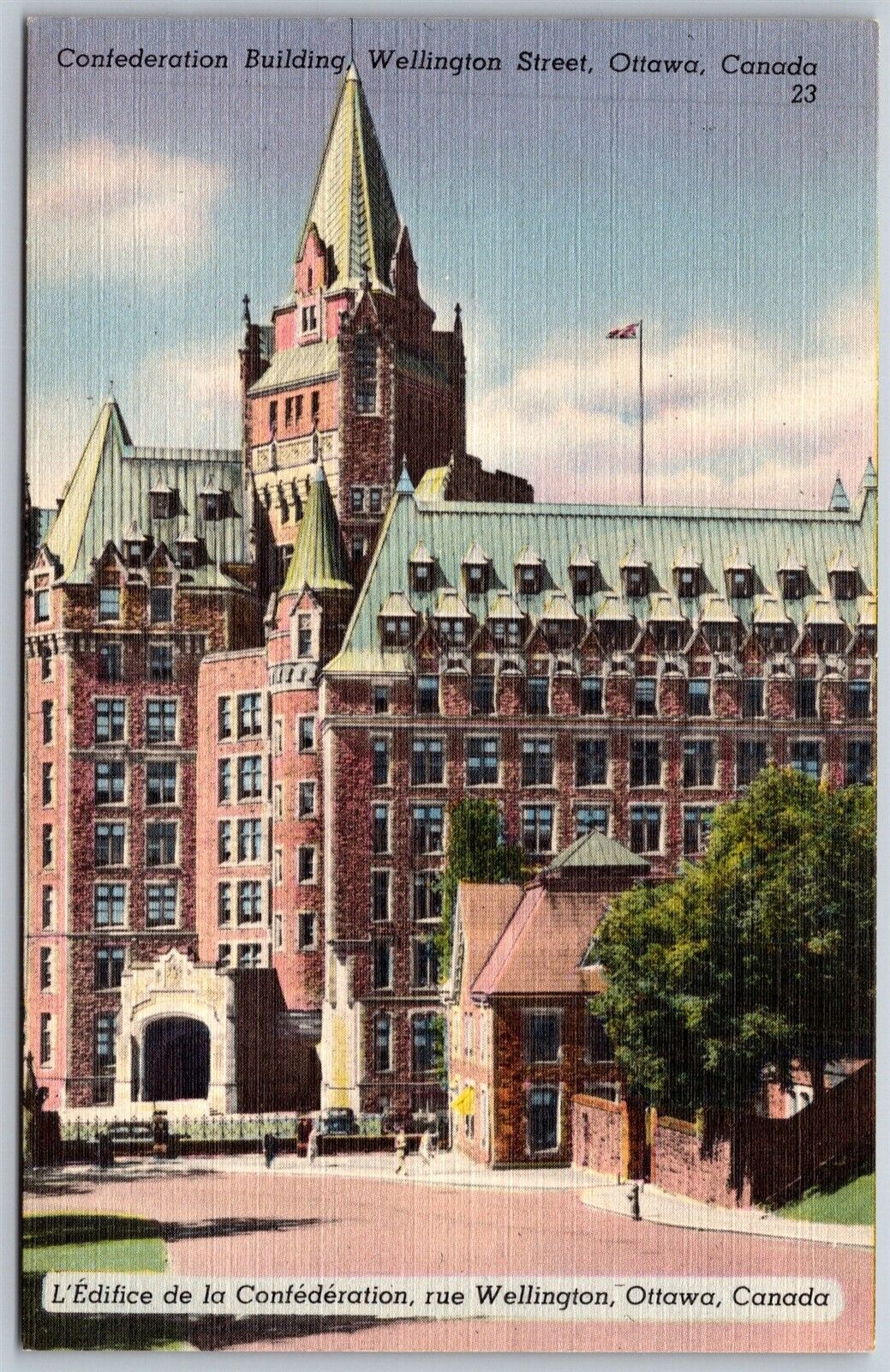Vtg Ottawa Ontario Canada Confederation Building Wellington St 1940s Postcard