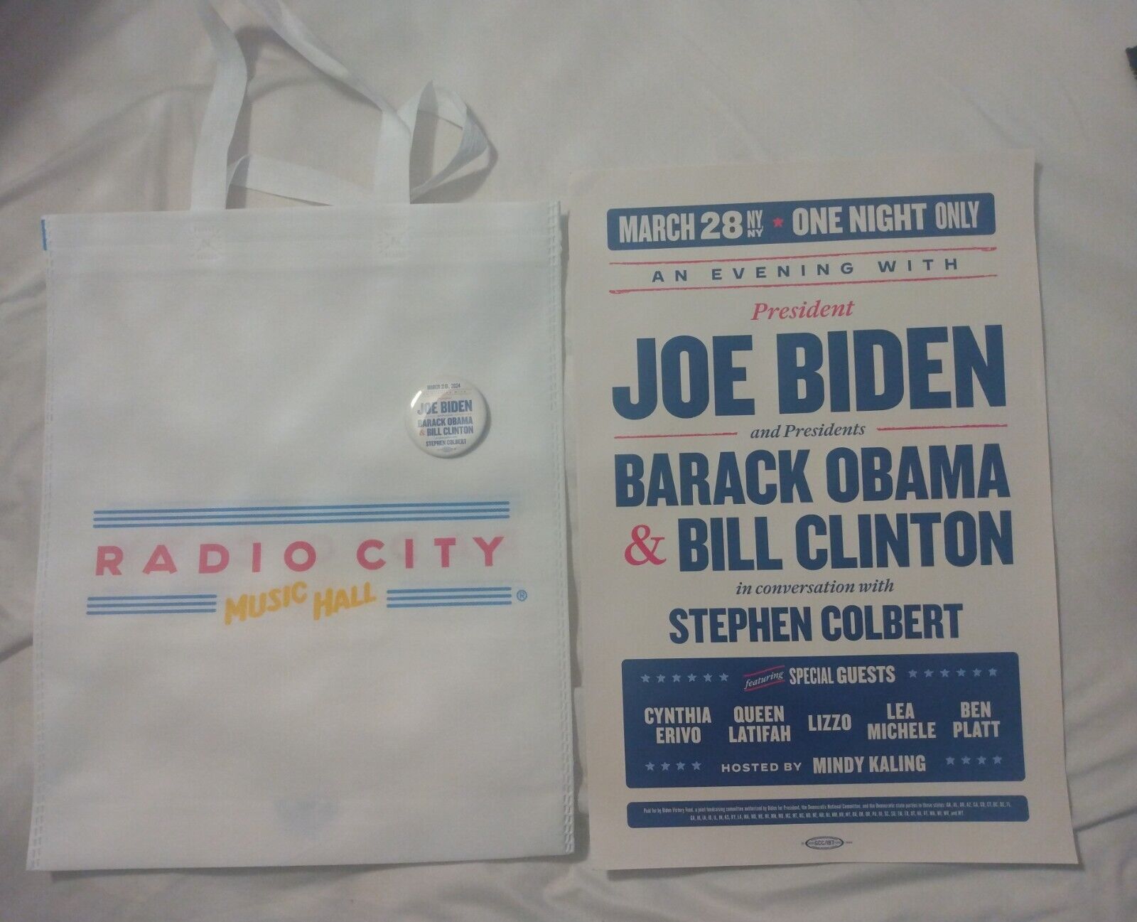 Joe Biden, Bill Clinton & Barack Obama Radio City Music Hall Official Poster 