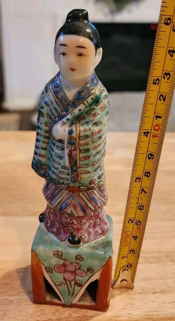 Chinese Porcelain Rose Immortal Figurine Vintage