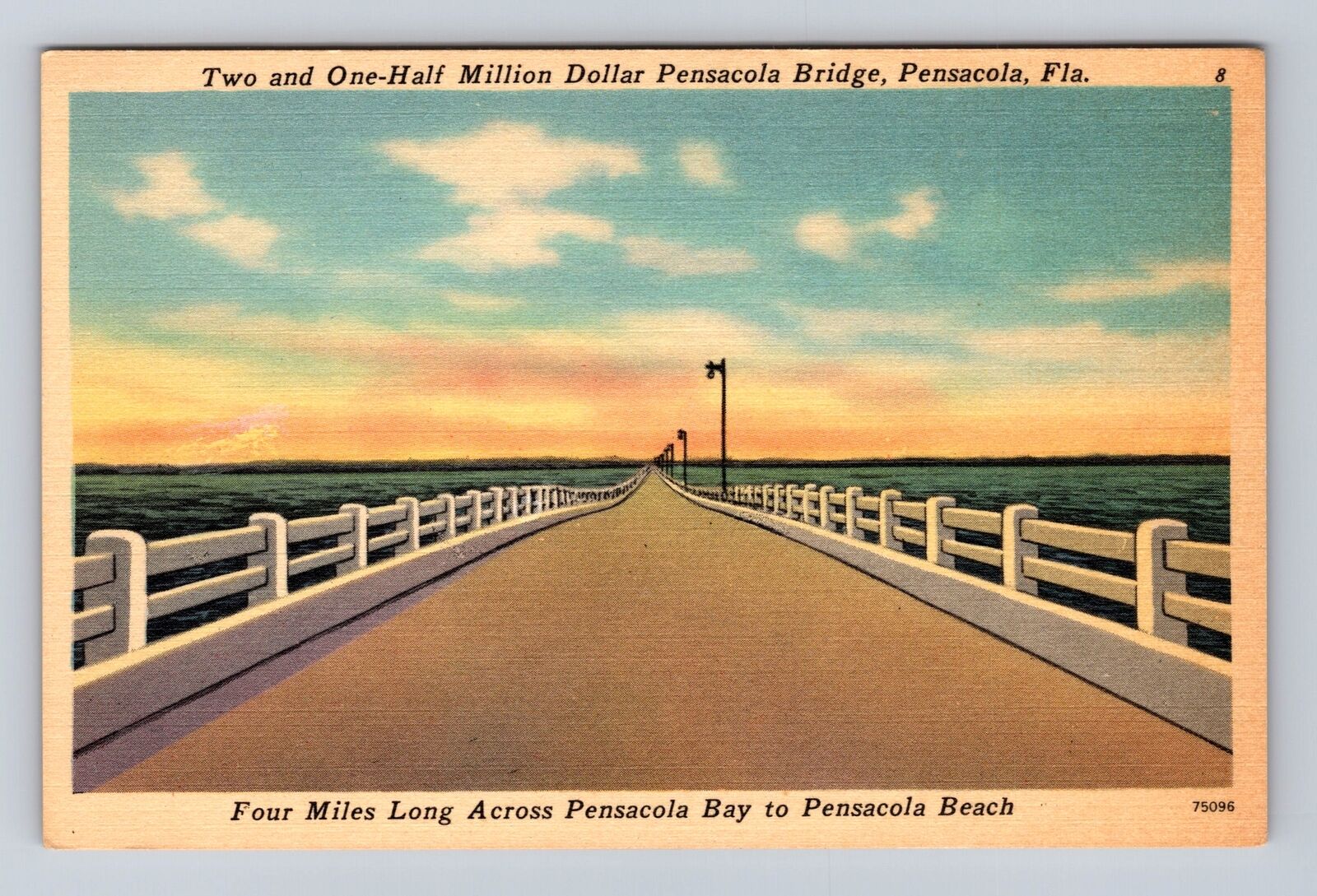 Pensacola FL-Florida, Million Dollar Pensacola Bridge, Vintage Souvenir Postcard