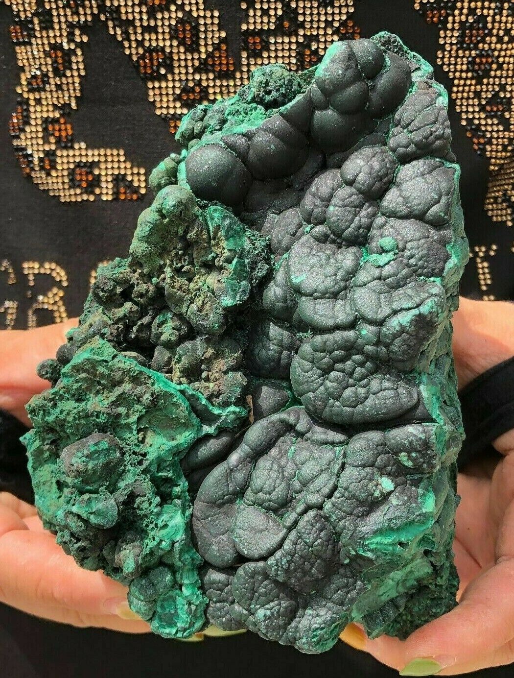 4.3 LB Natural 6 Inch Deep Green Malachite Geode Crystal Mineral Specimen