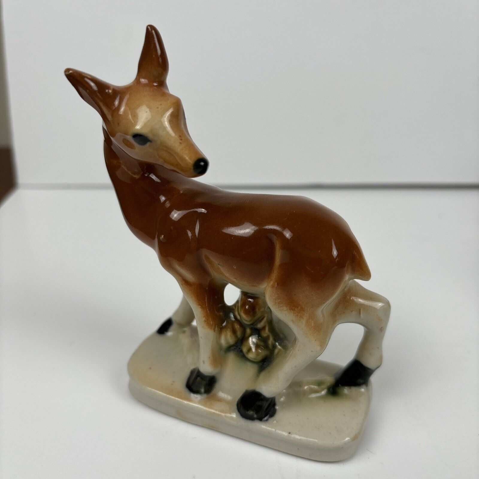 Vintage Miniature Ceramic Deer Figurine, Made in Japan 4.5 x 3\