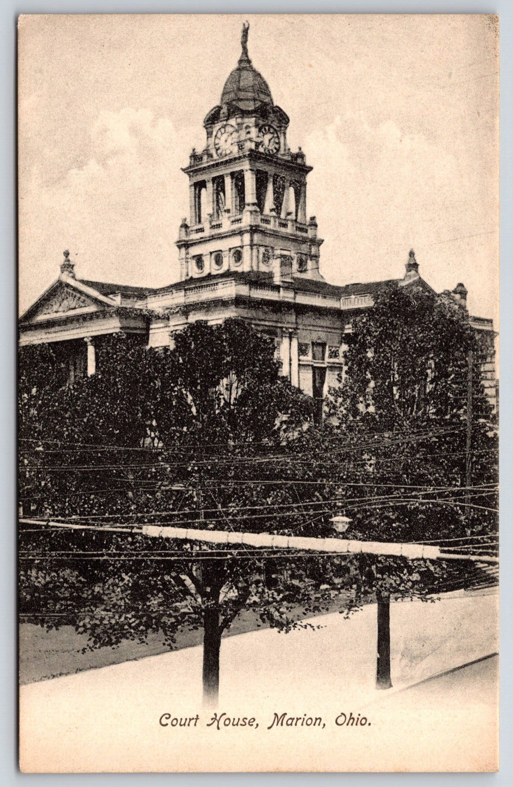 Marion OH-Ohio, Court House, Clock Tower, Vintage Antique Postcard