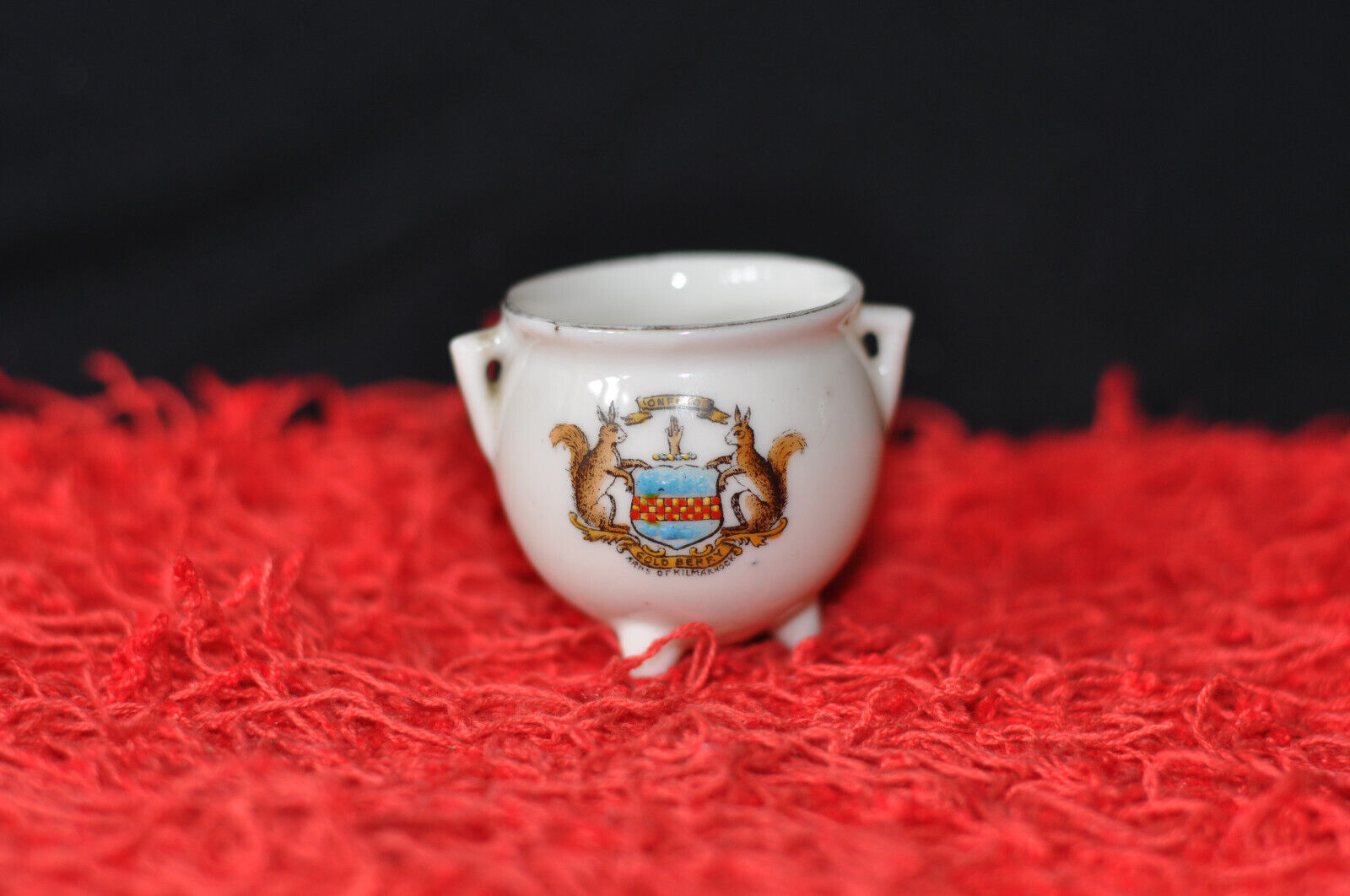 Vintage Miniature KILMARNOCK Crestware Porcelain Cauldron Travel Souvenir