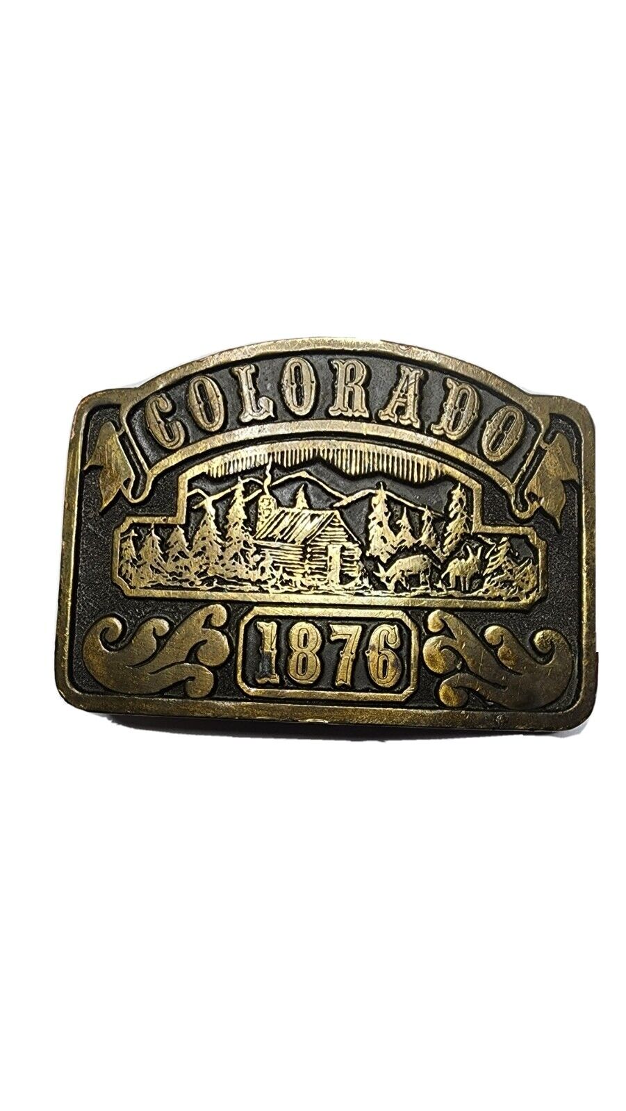 Vintage Adezy Colorado Statehood Commemorative Brass Belt Buckle