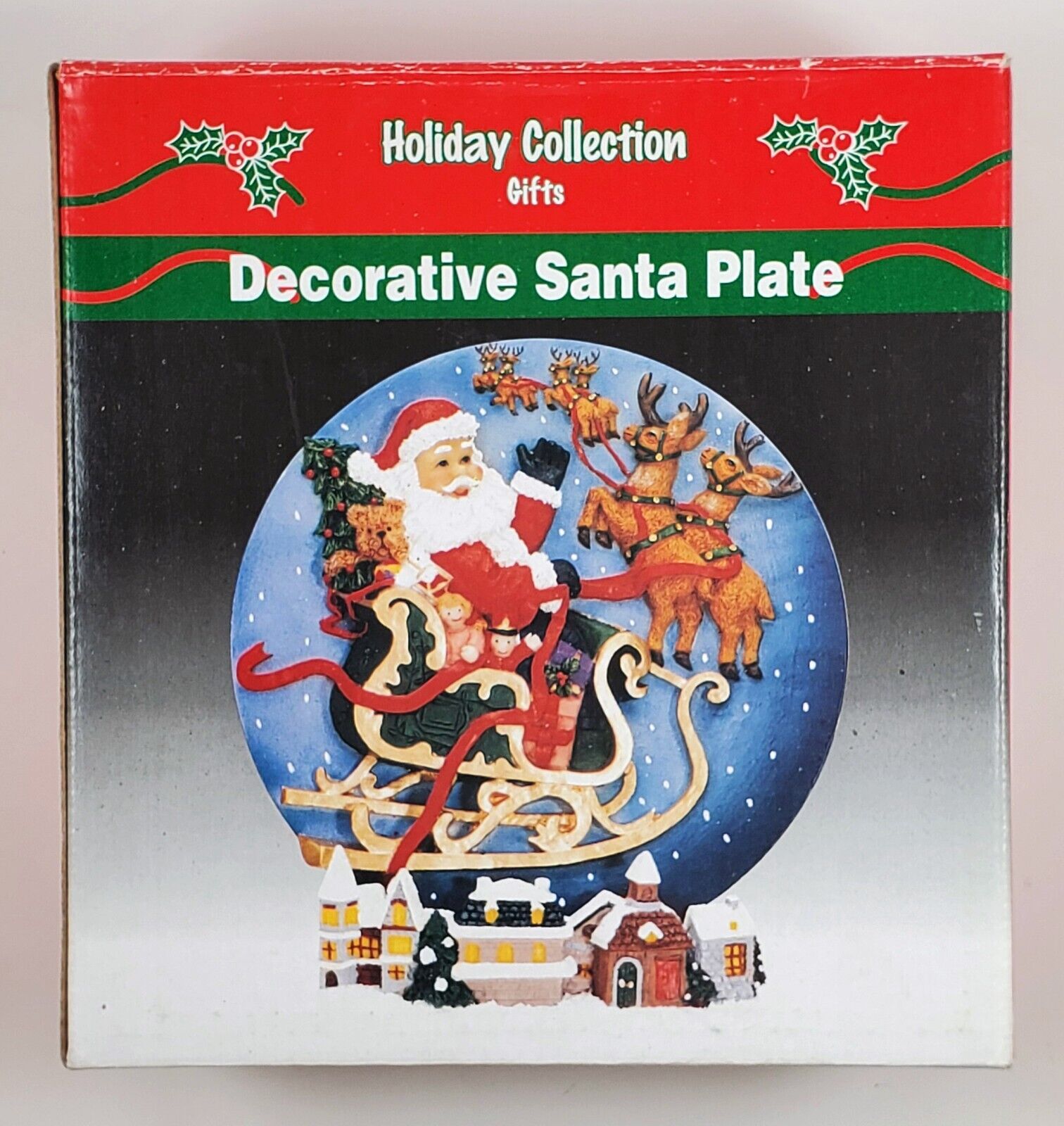 Vintage Holiday Collection Christmas Decorative Santa Plate w/ Stand 7\
