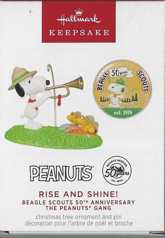 Hallmark Keepsake 2024 Peanuts Rise and Shine Beagle Scouts 50 Anniversary w/Pin