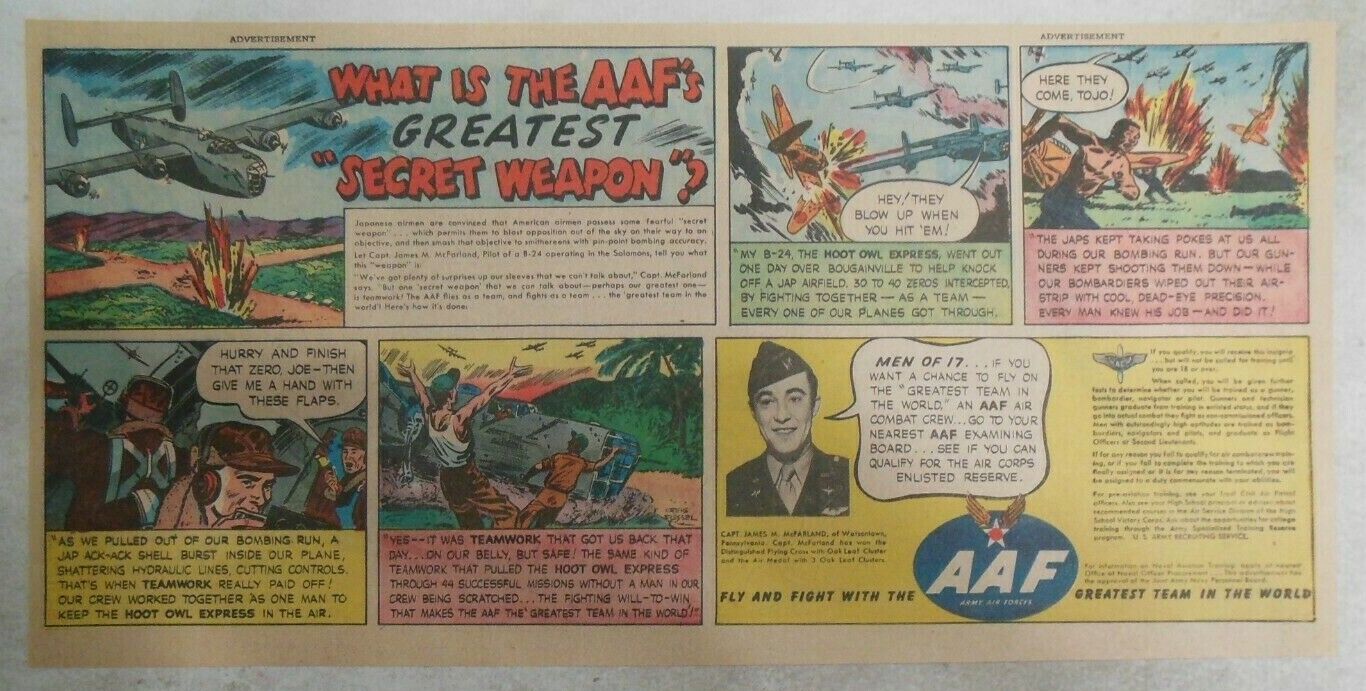 AAF Recruiting Ad: What Is AAF's Secret Weapon ?  1944 Size 7.5 x 15 inches