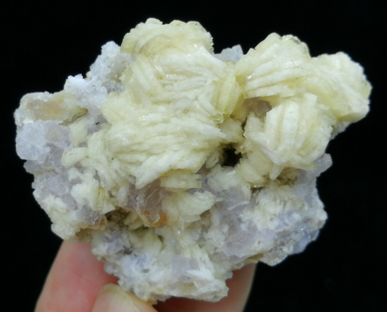 47mm Barite cluster with Light Purple Fluorite from China B8385