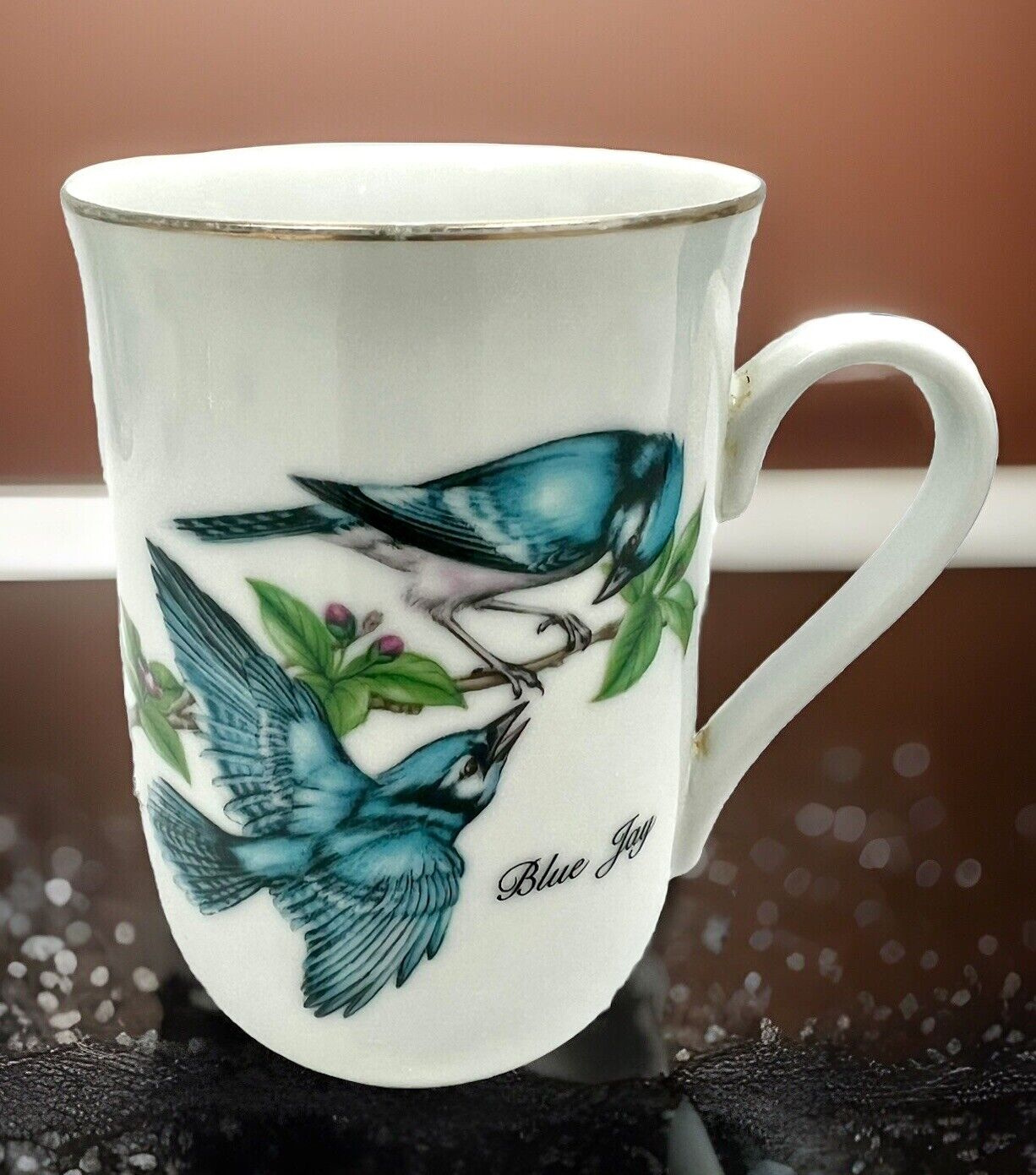 Audubon  Bird Coffee Tea Mug 1985 Blue Jay Porcelain