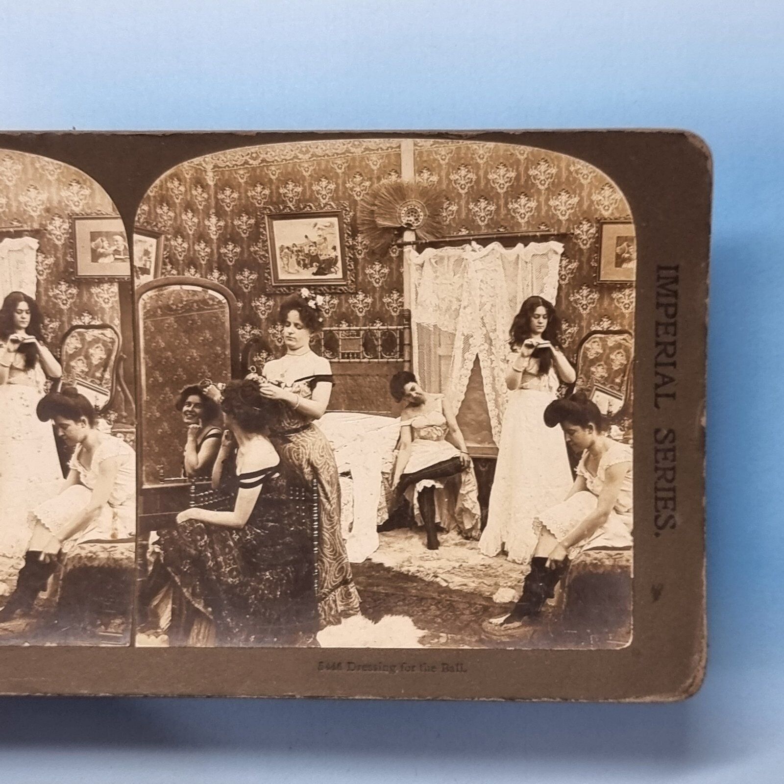 Victorian Risque Stereoview 3D C1900 Real Photo Girls Bedroom Scantily Clad View