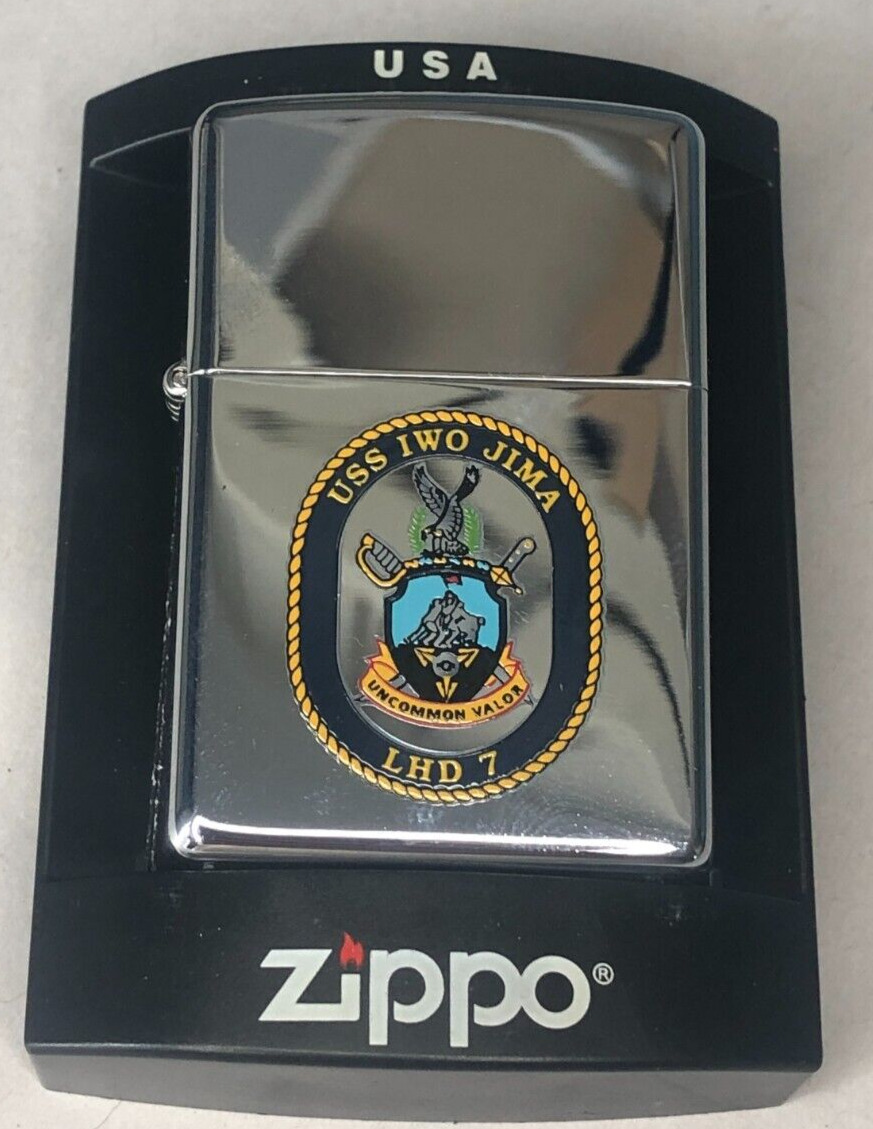 Zippo Lighter USS IWO JIMA LHD 7 Uncommon Valor Sealed Never Fired 2006 + Case