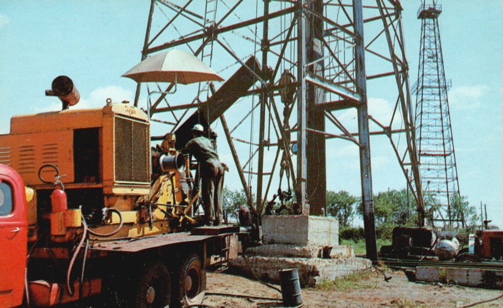 Postcard TX Texas Drilling Rig Steel Derrick Oil Chrome Vintage PC J2583