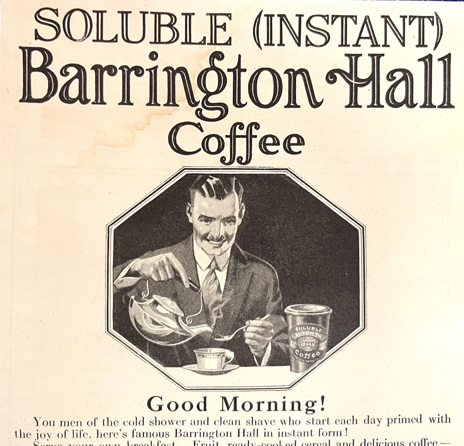 Vintage Magazine Ad 1919 Ephemera Barrington Hall Coffee 8x 6
