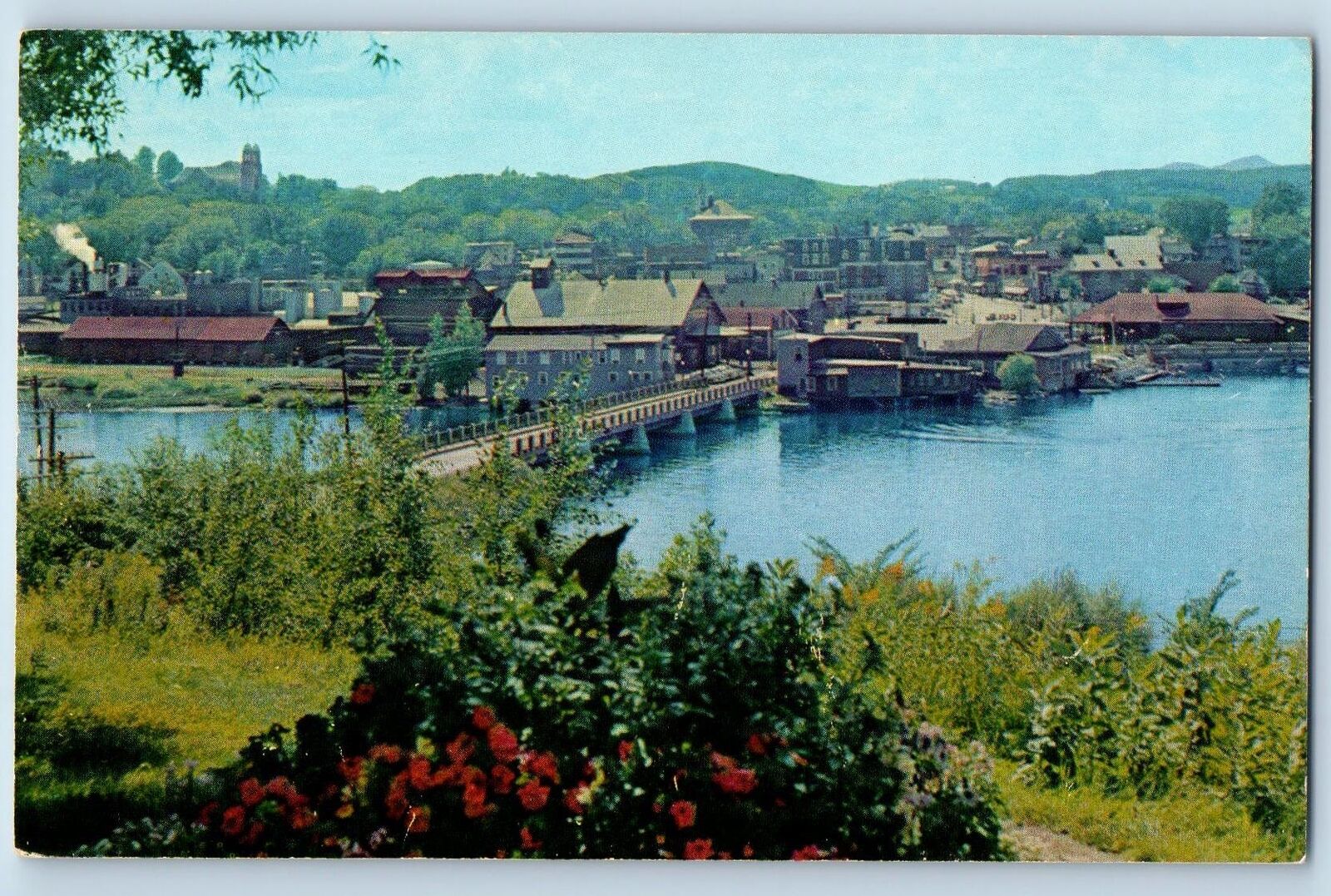 Newport Vermont VT Postcard  Bird's Eye View From East Side Bridge c1960 Antique