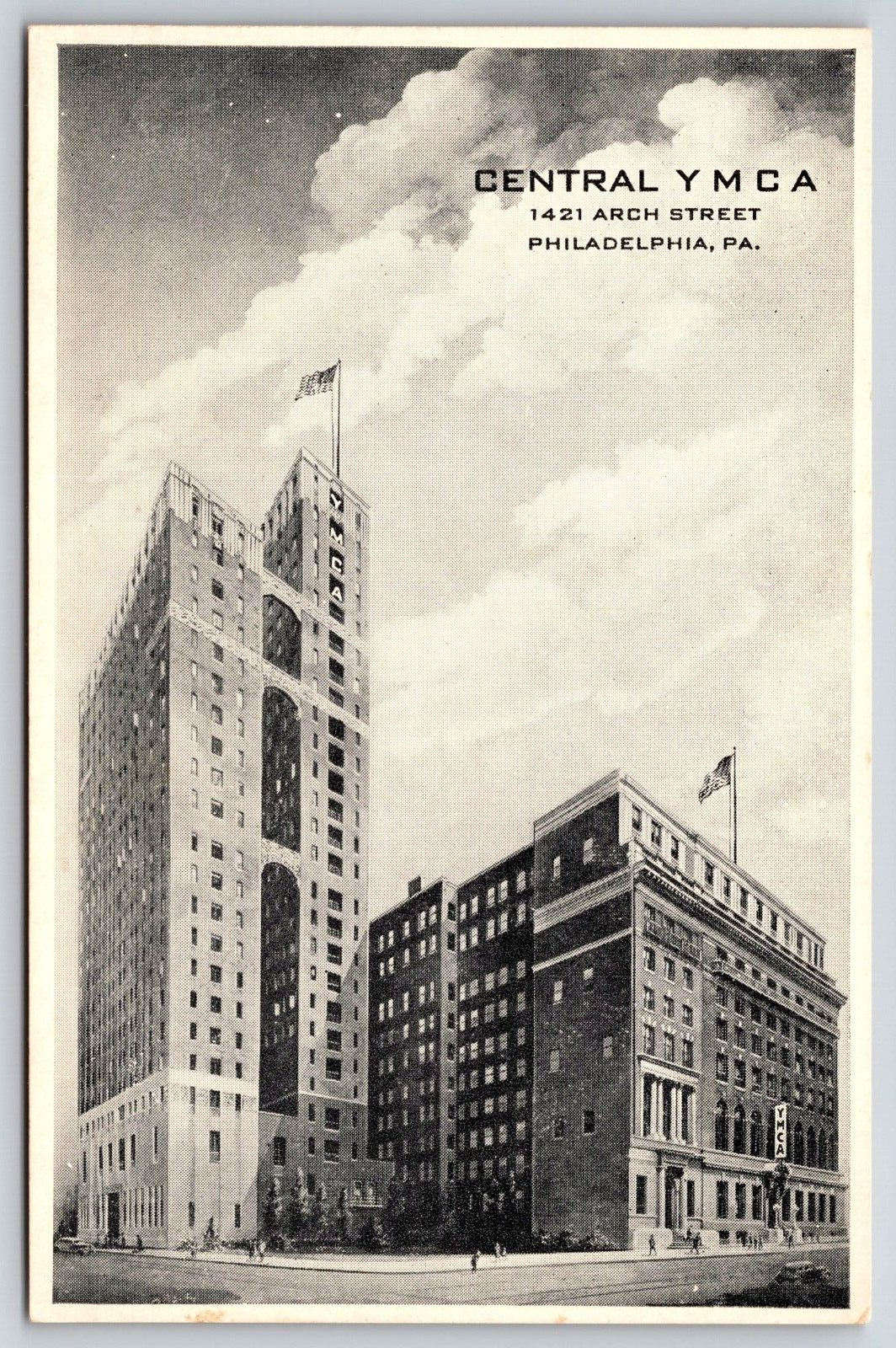 Original Old Vintage Postcard Central YMCA Philadelphia Pennsylvania USA