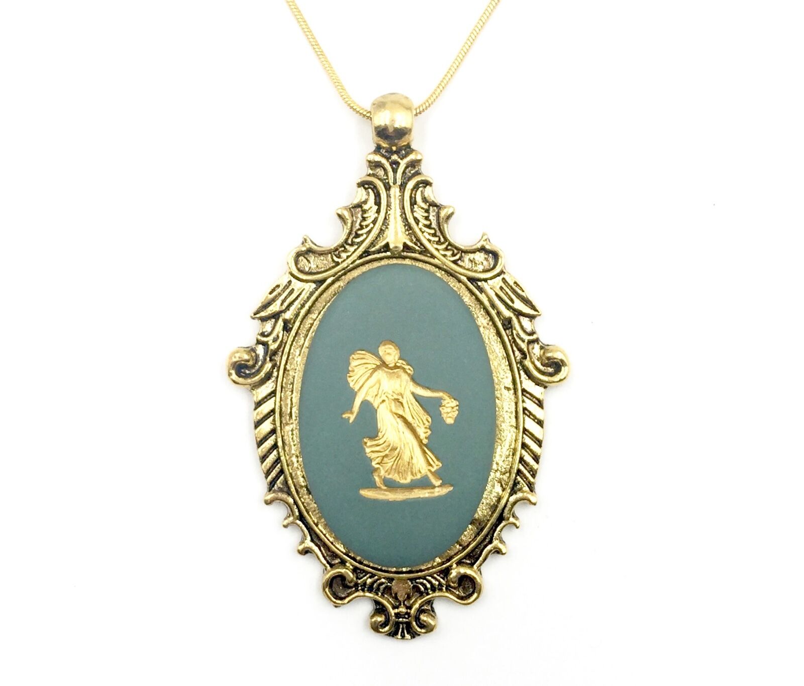 Authentic Wedgwood - Cameo Pendant on Gold Plate Chain