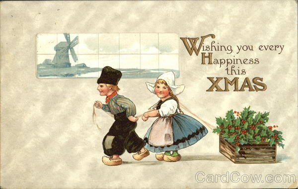 Christmas Children 1914 Wishing You A Happiness This Xmas Dutch Children Vintage